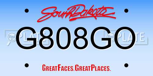G808GO South Dakota License Plate