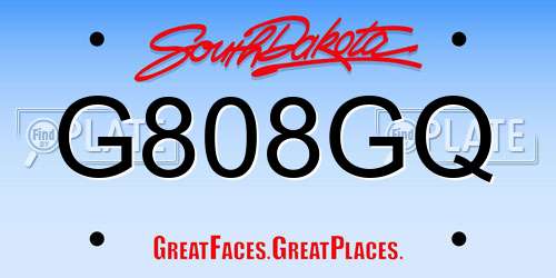 G808GQ South Dakota License Plate
