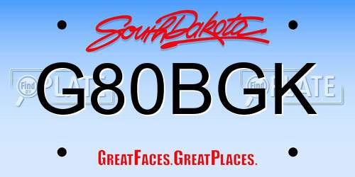 G80BGK South Dakota License Plate