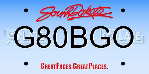 G80BGO South Dakota License Plate