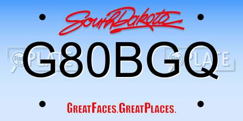 G80BGQ South Dakota License Plate