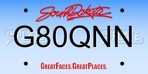 G80QNN South Dakota License Plate
