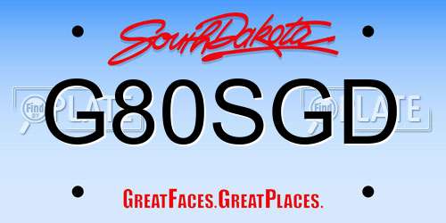 G80SGD South Dakota License Plate