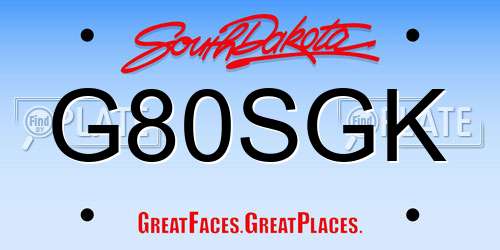 G80SGK South Dakota License Plate