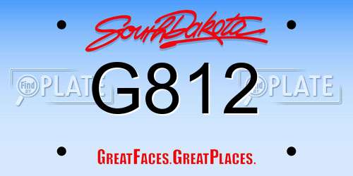 G812 South Dakota License Plate