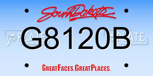 G8120B South Dakota License Plate