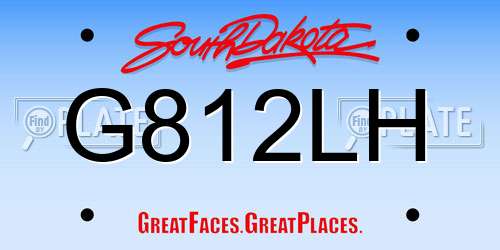 G812LH South Dakota License Plate