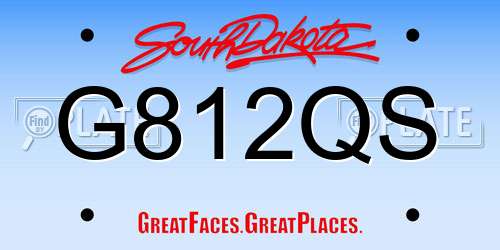 G812QS South Dakota License Plate
