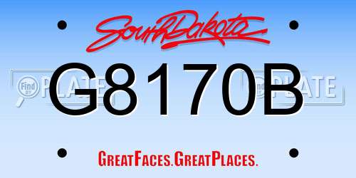 G8170B South Dakota License Plate
