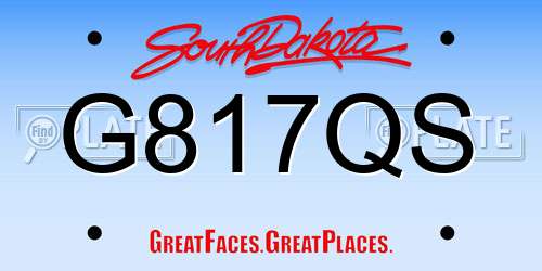 G817QS South Dakota License Plate
