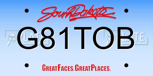 G81TOB South Dakota License Plate