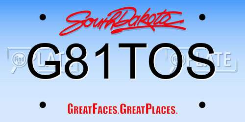 G81TOS South Dakota License Plate