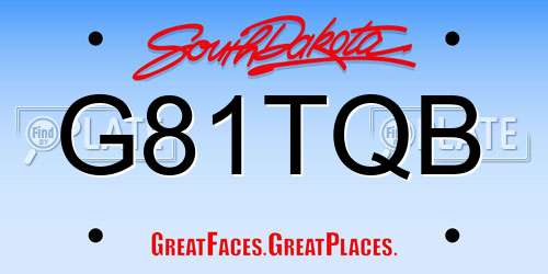 G81TQB South Dakota License Plate