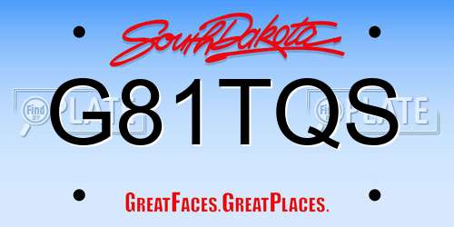 G81TQS South Dakota License Plate