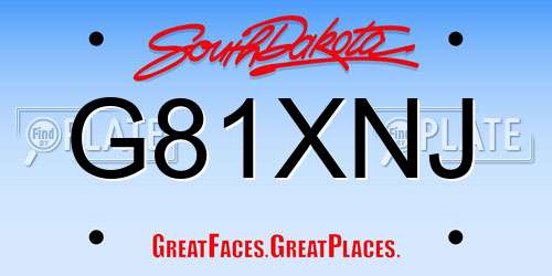 G81XNJ South Dakota License Plate