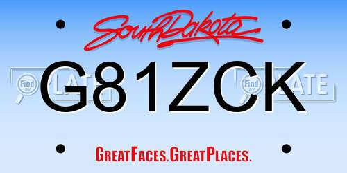 G81ZCK South Dakota License Plate