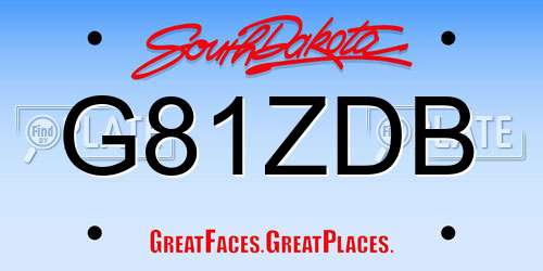 G81ZDB South Dakota License Plate