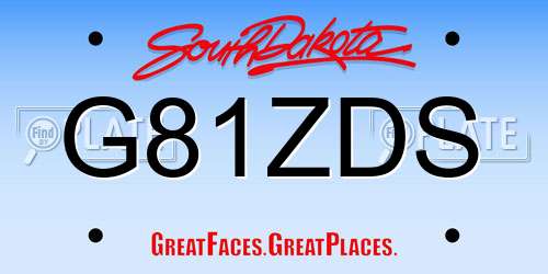 G81ZDS South Dakota License Plate