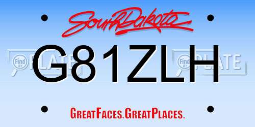 G81ZLH South Dakota License Plate