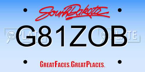 G81ZOB South Dakota License Plate