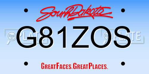 G81ZOS South Dakota License Plate