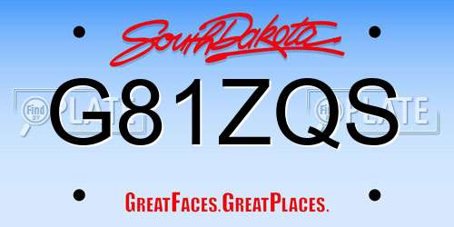 G81ZQS South Dakota License Plate