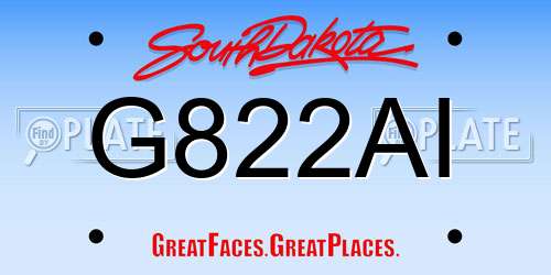 G822AI South Dakota License Plate