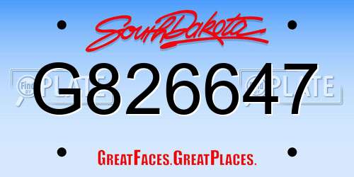G826647 South Dakota License Plate