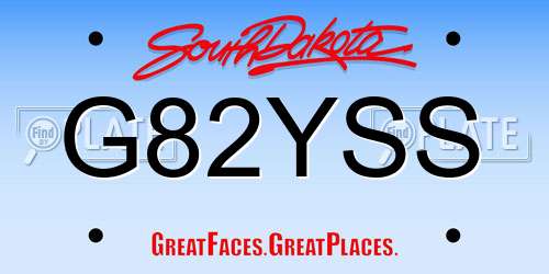 G82YSS South Dakota License Plate