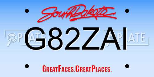 G82ZAI South Dakota License Plate