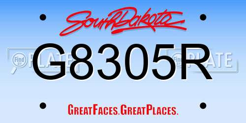 G8305R South Dakota License Plate