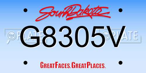G8305V South Dakota License Plate