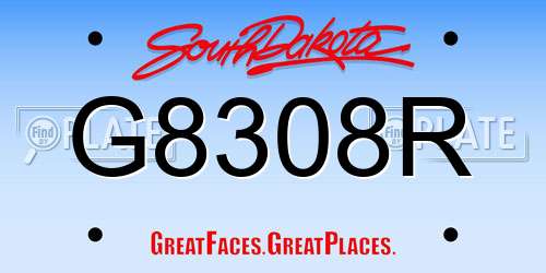 G8308R South Dakota License Plate