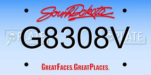 G8308V South Dakota License Plate