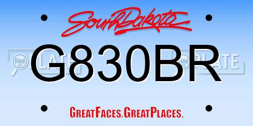 G830BR South Dakota License Plate