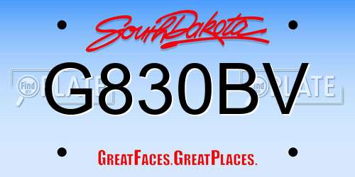 G830BV South Dakota License Plate