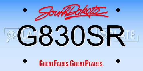G830SR South Dakota License Plate