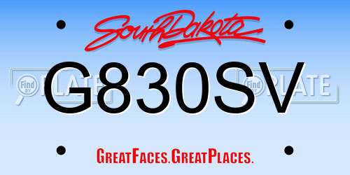 G830SV South Dakota License Plate