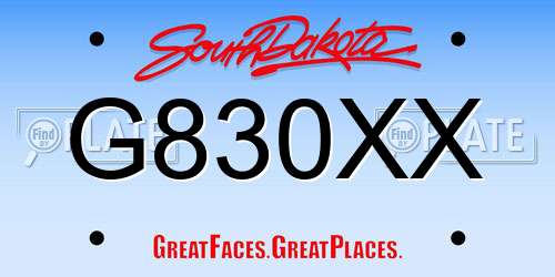 G830XX South Dakota License Plate