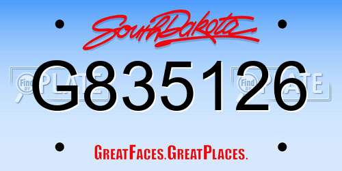 G835126 South Dakota License Plate