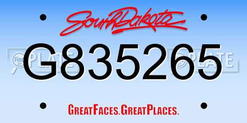 G835265 South Dakota License Plate