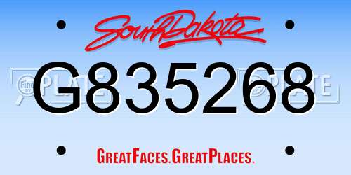 G835268 South Dakota License Plate