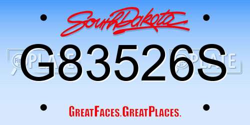 G83526S South Dakota License Plate