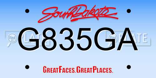 G835GA South Dakota License Plate