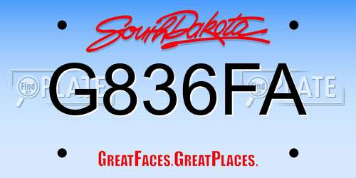 G836FA South Dakota License Plate