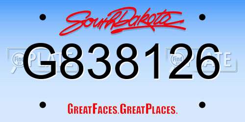 G838126 South Dakota License Plate