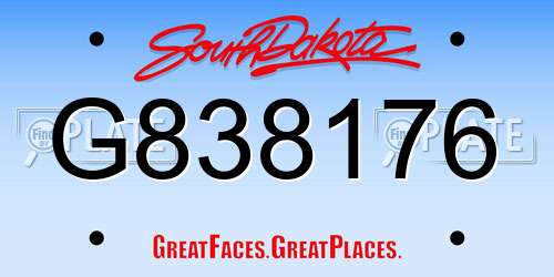 G838176 South Dakota License Plate