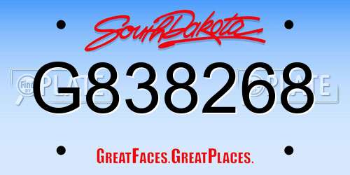 G838268 South Dakota License Plate
