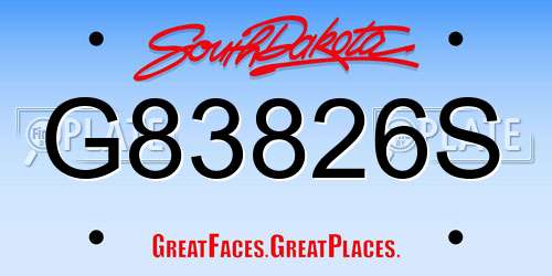 G83826S South Dakota License Plate