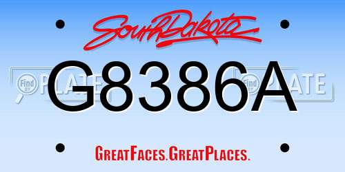 G8386A South Dakota License Plate
